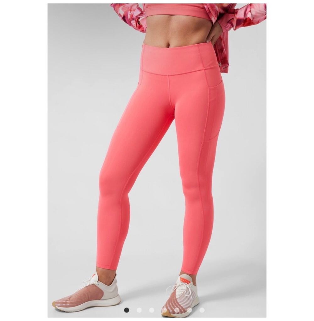 Athleta Leggings Womens Medium Petite Coral Pink Ultimate Stash Athletic Gym Run